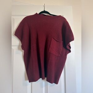 NWOT Boutique Burgundy Ribbed Knit Mockneck Sweater
